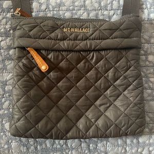 MZ Wallace Grey metro flat crossbody bag in mint condition!